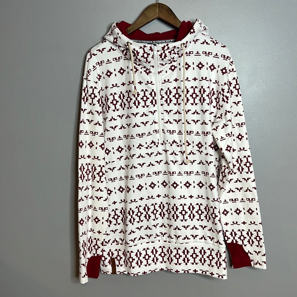 NWT Ampersand half zip hooded sweatshirt red and white size 2xl